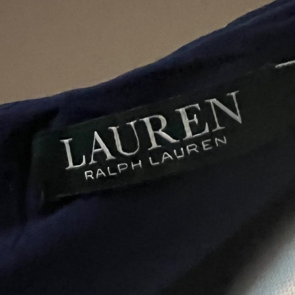 Lauren By Ralph Lauren Sleeveless Dress Size 8- Navy Blue/White Crochet Overlay - Picture 5 of 8